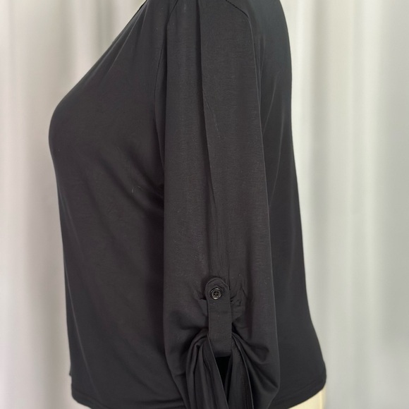 Bell France Black Blouse with Roll Tab Sleeve (731) - Picture 5 of 12